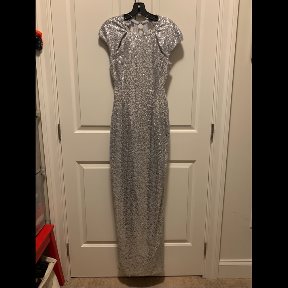 Topshop Silver Sequin Gown - Picture 5 of 11